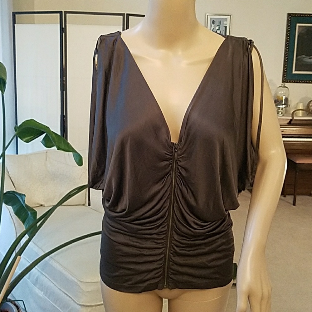 Army green smooth zip up tank